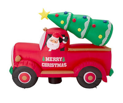 7' Inflatable LED Santa & Pickup Truck