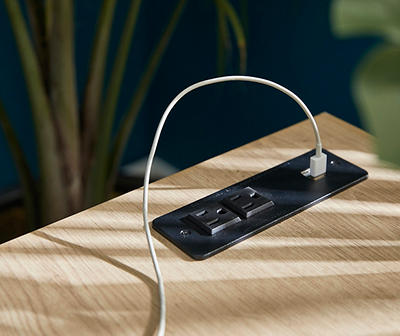 Tribeca Woodgrain L-Shaped Corner Desk with USB Port
