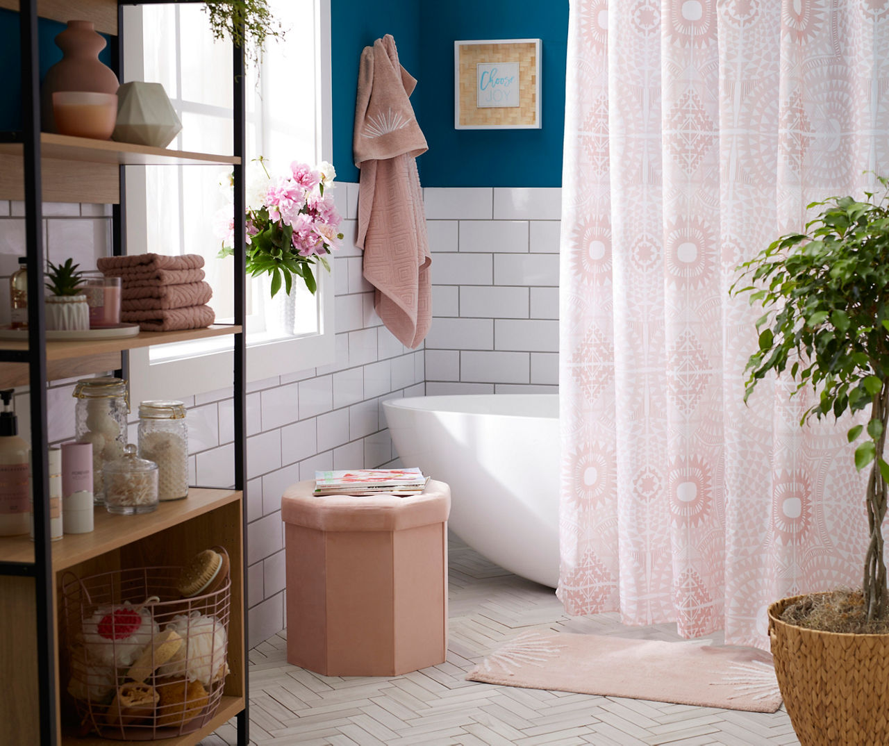 Free Spirit Pink Velvet Storage Ottoman