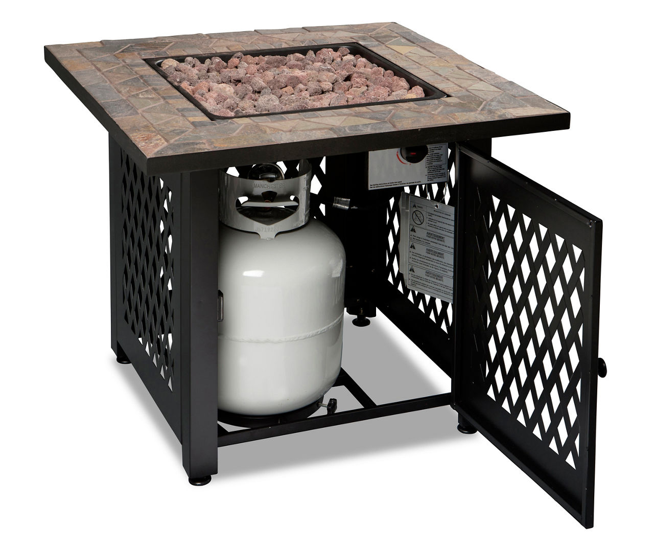30" Stamped Slate Tile Top Gas Fire Pit
