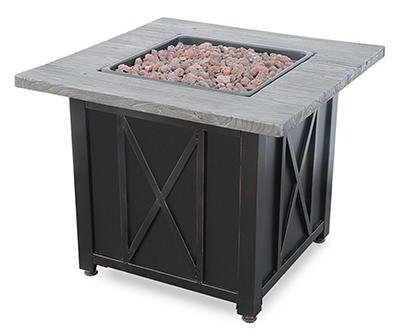 30" Wood Look Resin Top Gas Fire Pit
