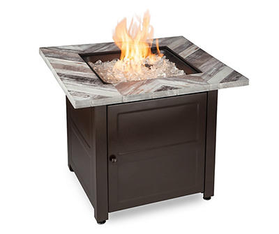 30" Chevron Wood Look Resin Gas Fire Pit Table