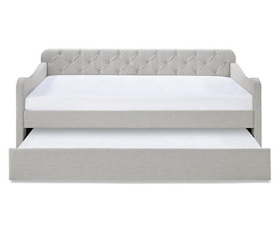 Beige Carmina Twin Tufted Day Bed & Trundle Bed