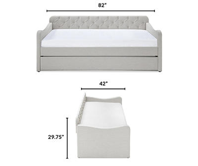 Beige Carmina Twin Tufted Day Bed & Trundle Bed