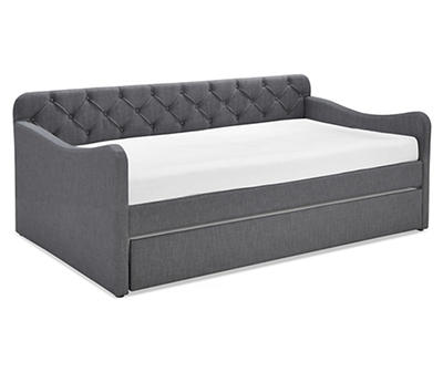 Dark Gray Carmina Twin Upholstered Day Bed & Trundle Bed