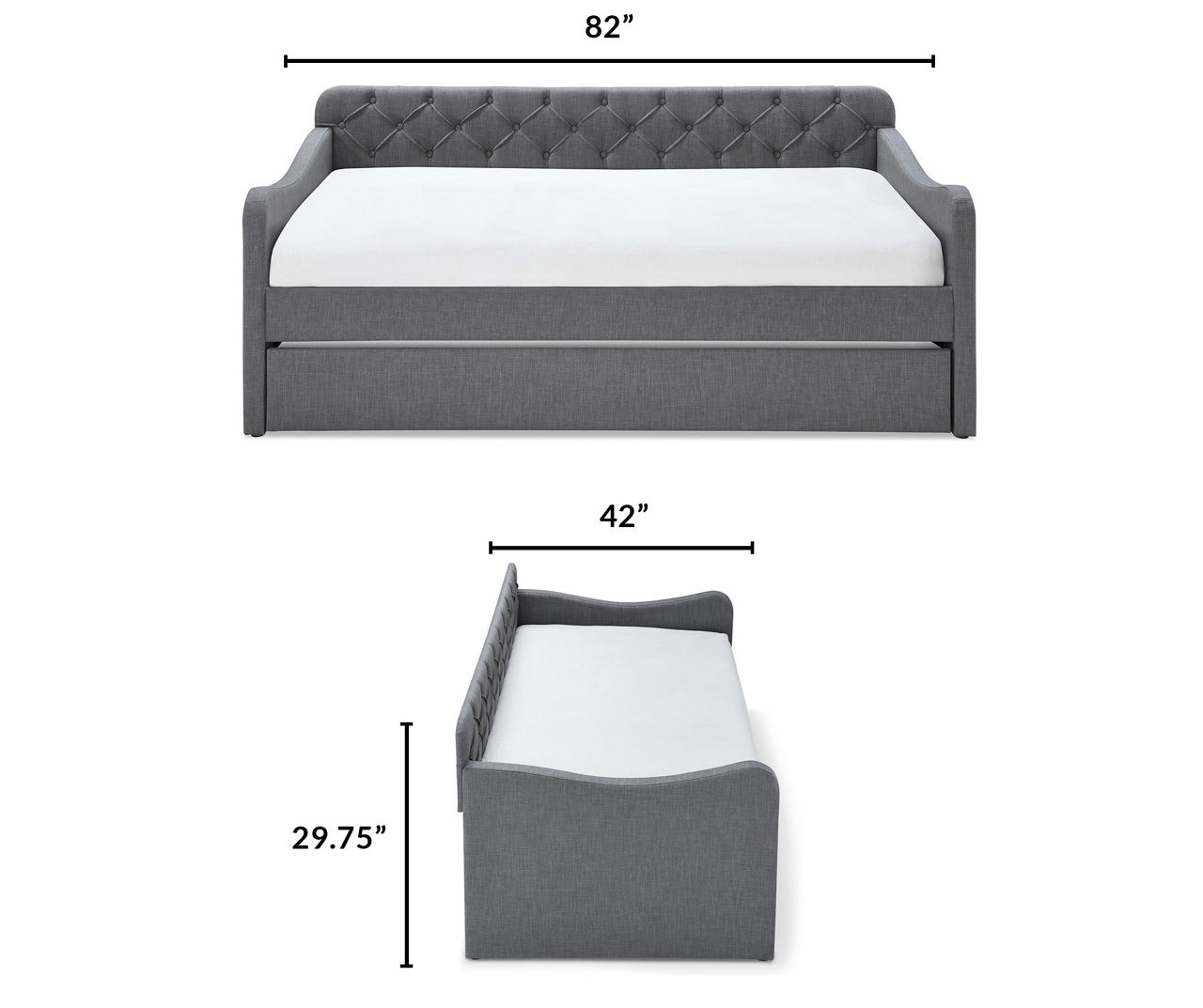 Dark Gray Carmina Twin Upholstered Day Bed & Trundle Bed | Big Lots