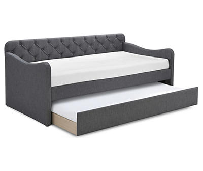 Dark Gray Carmina Twin Upholstered Day Bed & Trundle Bed