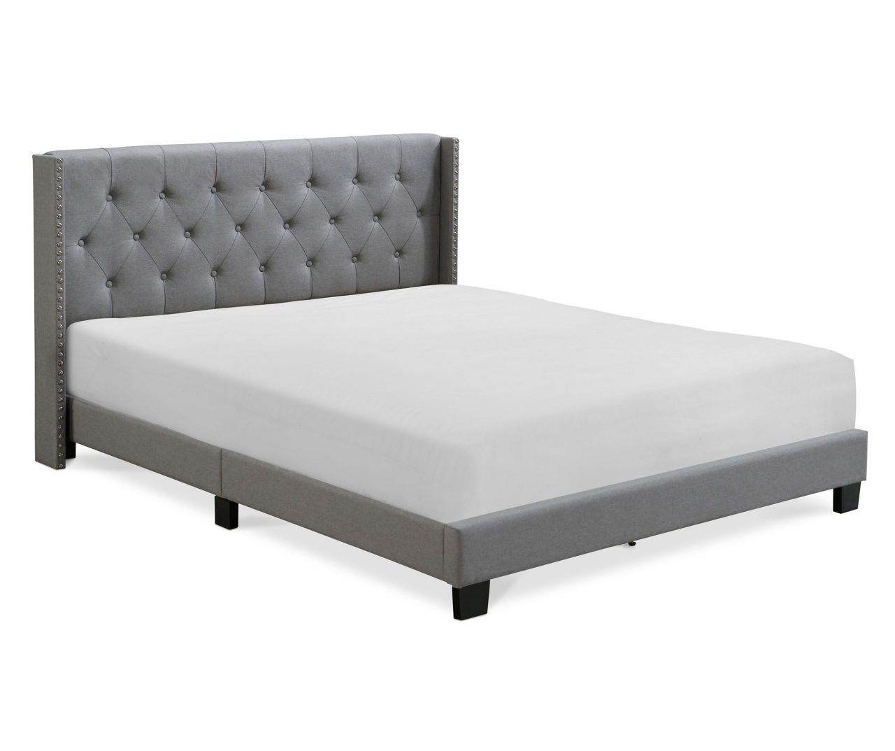 Gray Upholstered Shelter Wingback Queen Bed Big Lots