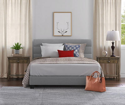 Gray Hudson Queen Upholstered Linen Fabric Bed