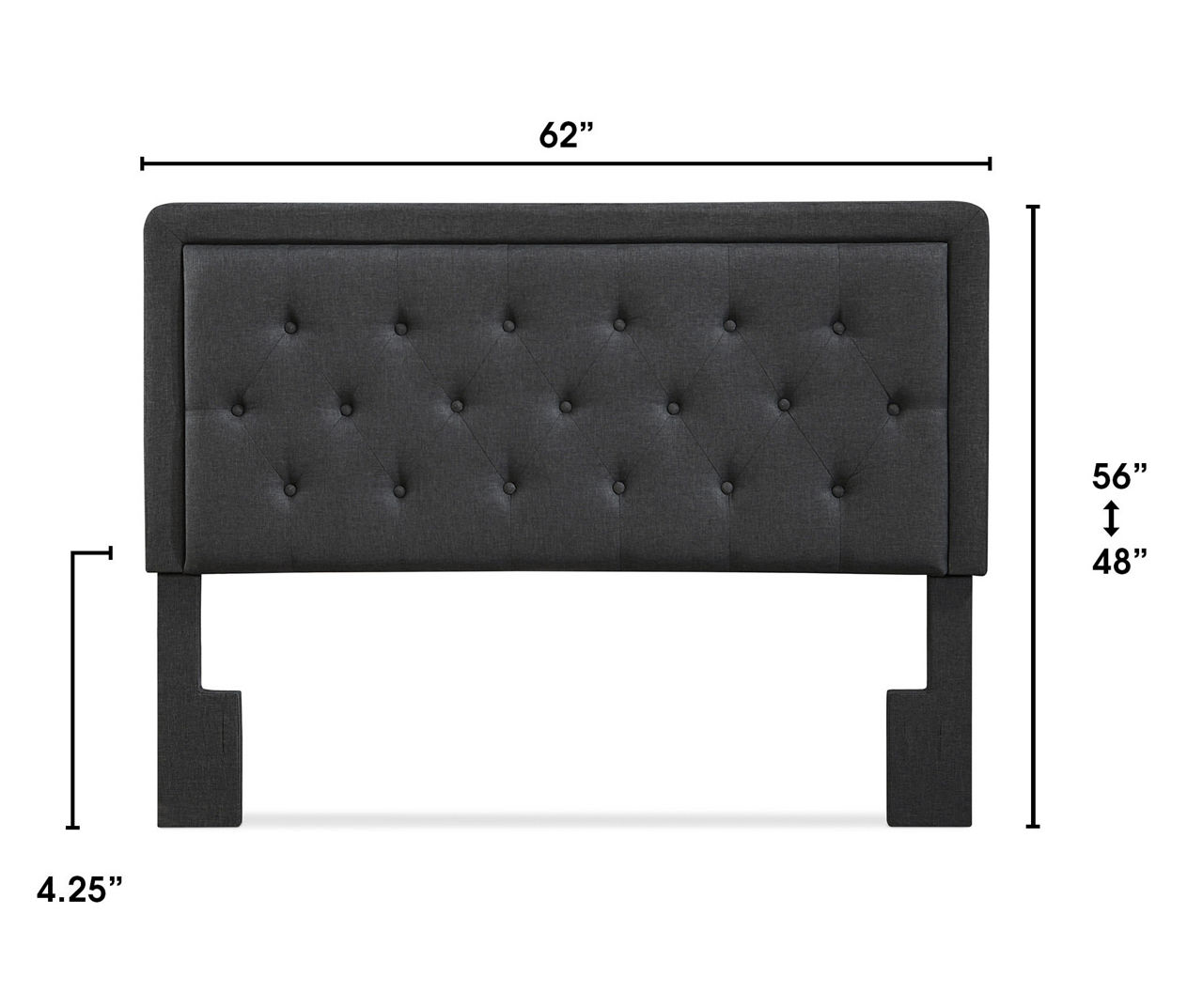 Amery Charcoal Gray Tufted Upholstered Queen Headboard