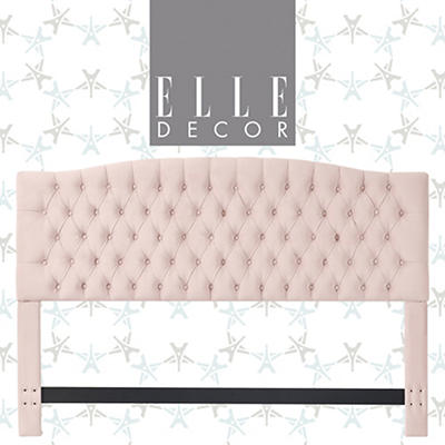 French Blush Pink Celeste Upholstered King Headboard