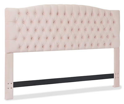 French Blush Pink Celeste Upholstered Queen Headboard