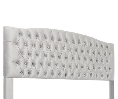 French Pearl Gray Celeste Upholstered Queen Headboard