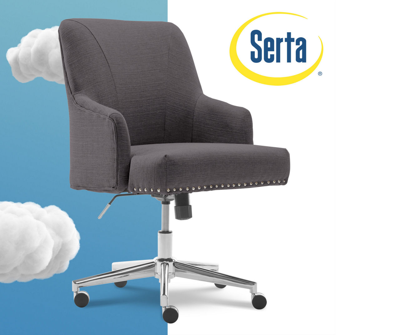 Serta Leighton Light Gray Memory Foam Fabric Office Chair