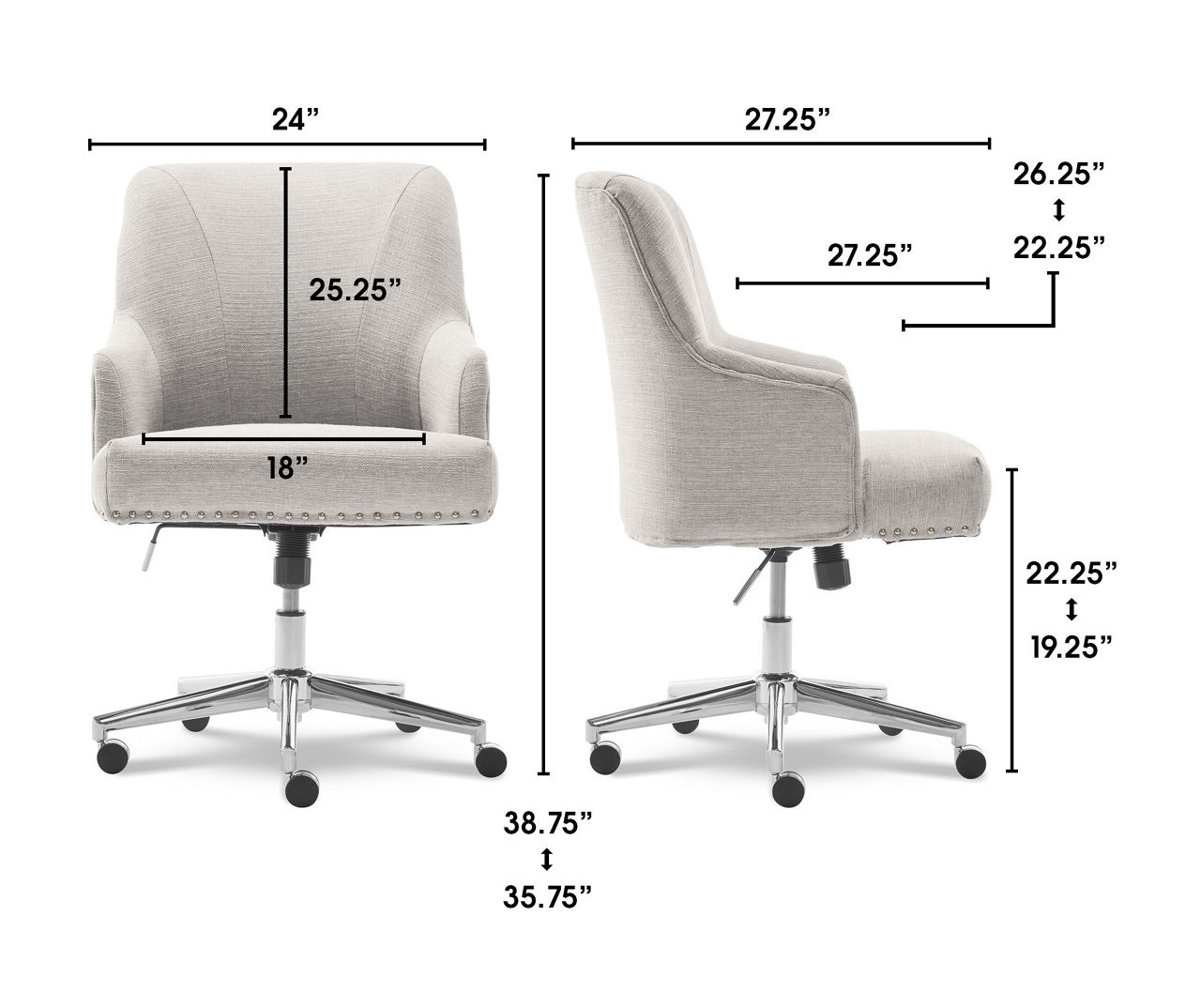 Serta Leighton Home Office Chair with Memory Foam Light Gray