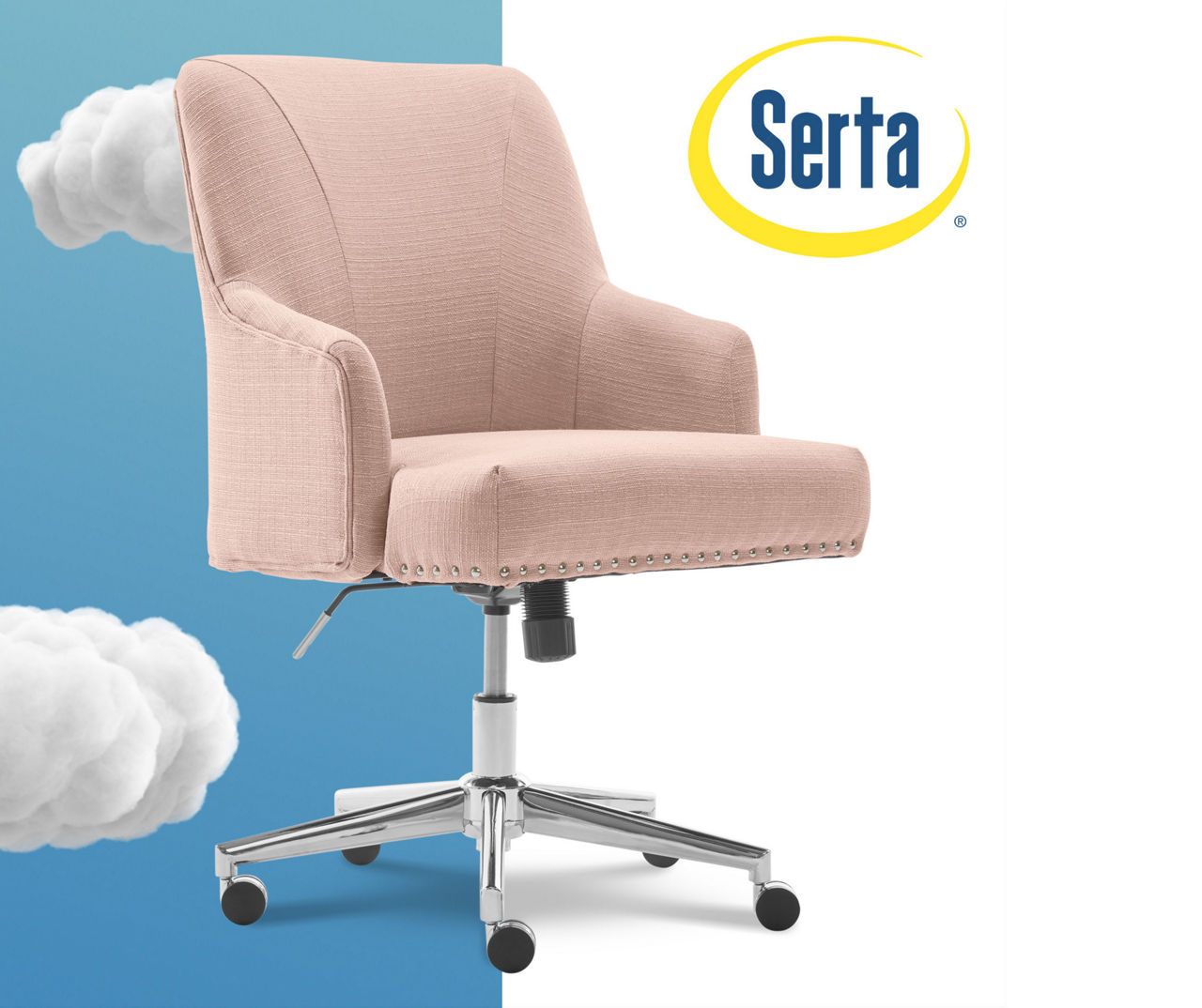 Serta Leighton Blush Pink Memory Foam Fabric Office Chair Big Lots