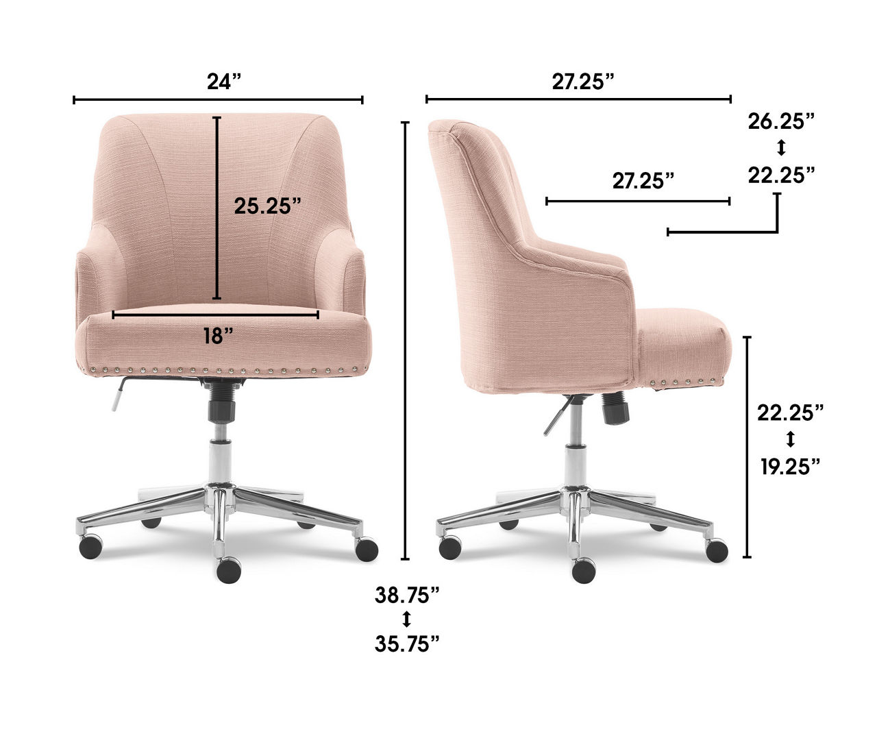 Serta Leighton Home Office Chair with Memory Foam Pink