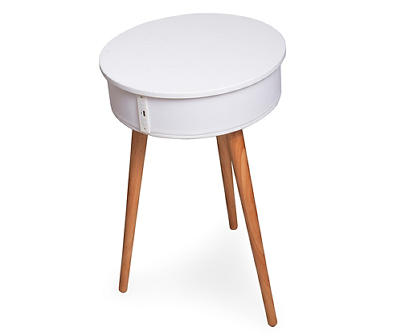 White End Table with Bluetooth Speaker & USB Port