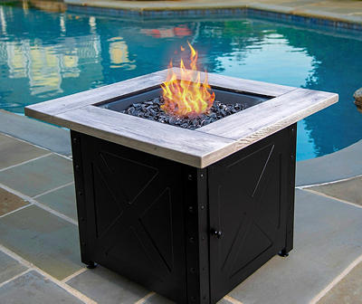 30" Wood Look Top Gas Fire Pit Table