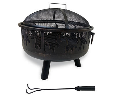 24" Flames Round Wood Burning Fire Pit