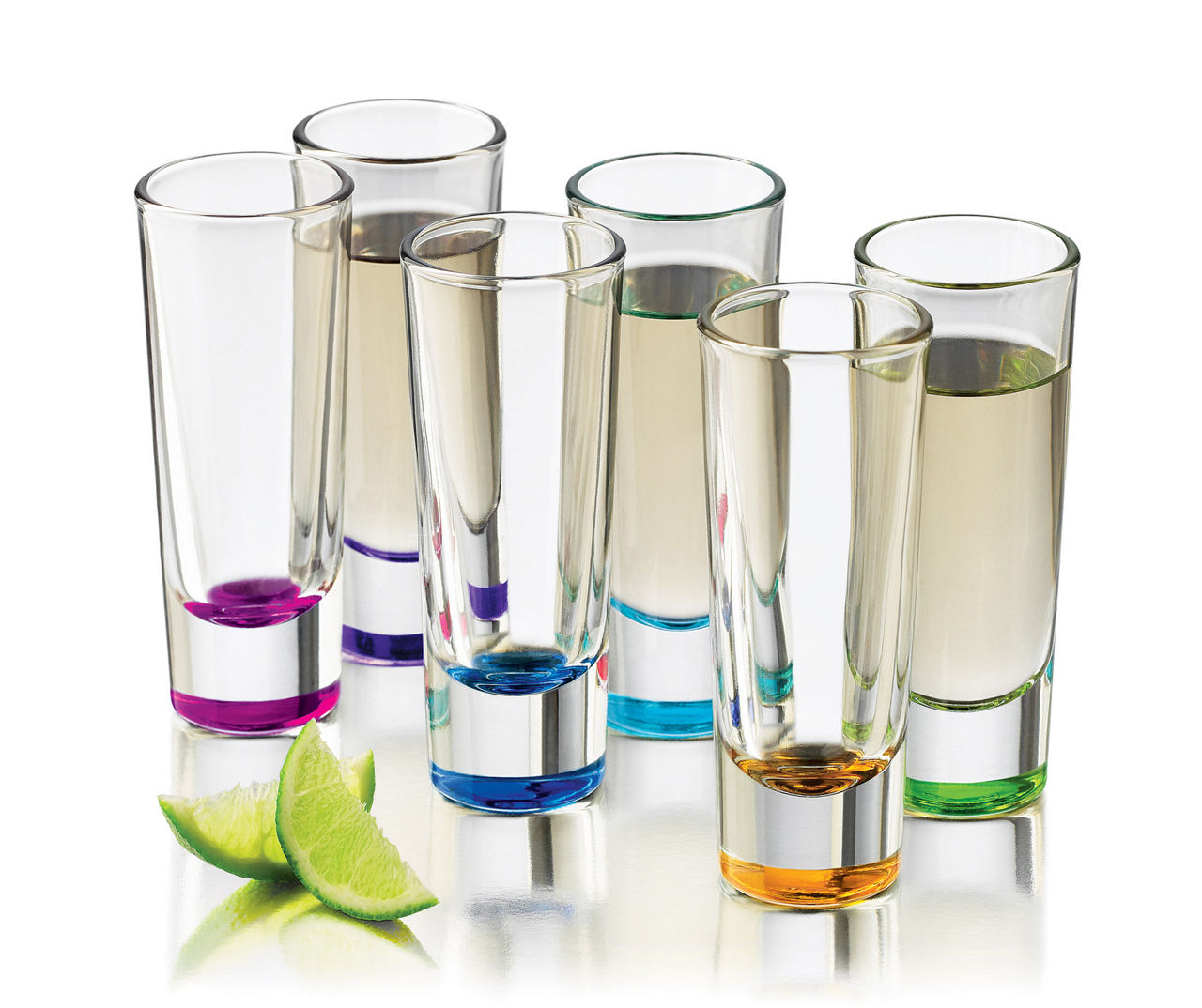 Real Living Color Bottom Shot Glass 6-Piece Glassware Set