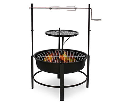 32.87" Fire Pit with Grill & Rotisserie