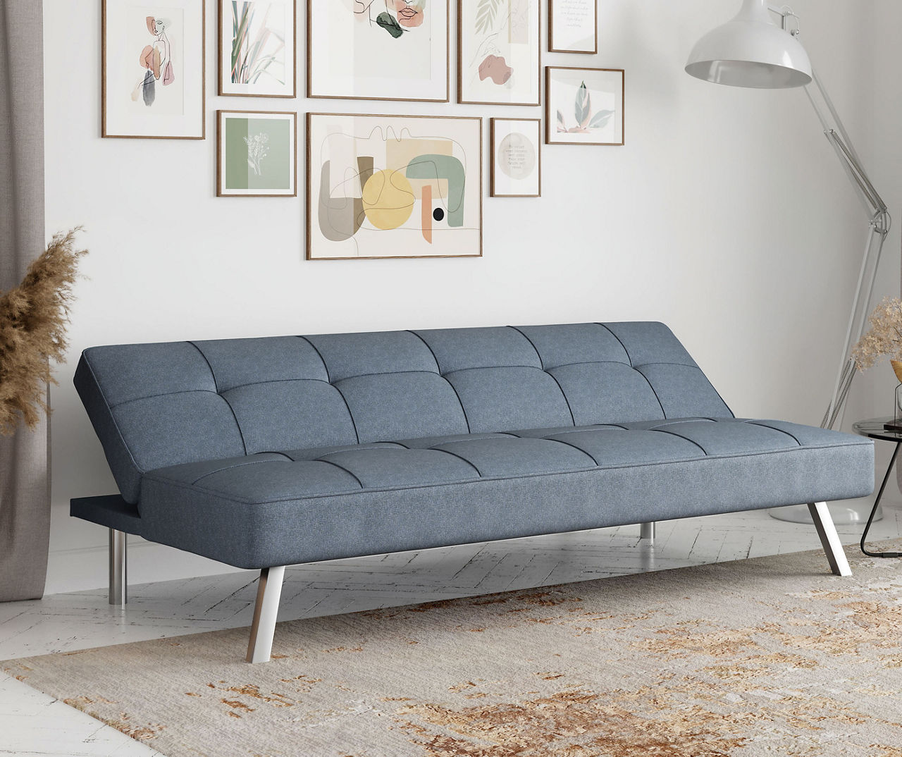 Lexicon Mackay Upholstered Click Clack Convertible Sofa in Light Gray