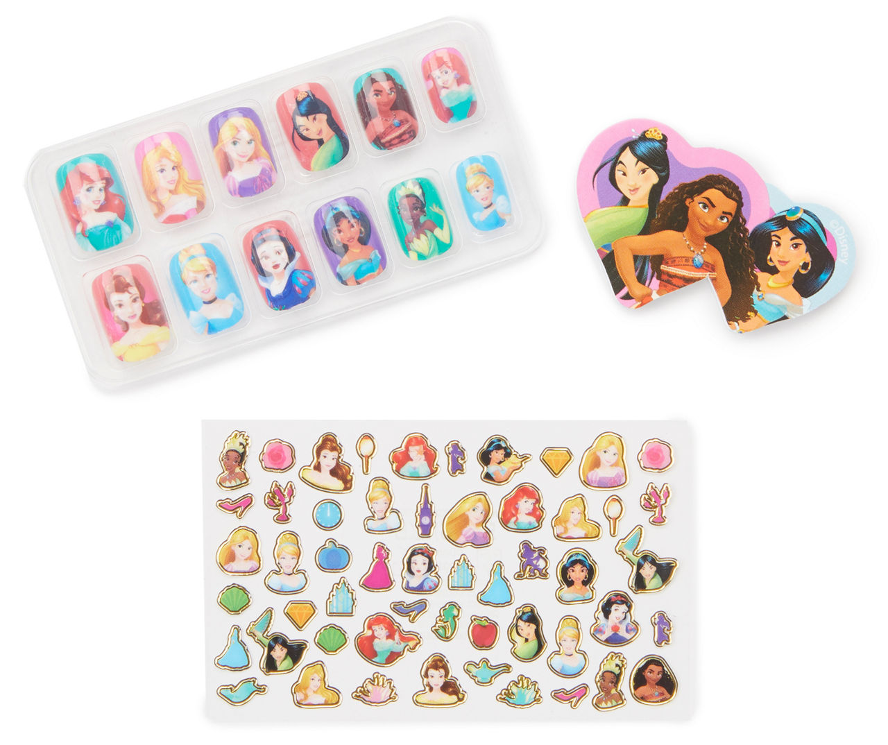 Disney PRINCESS Nail and Body Art Set 77ct, EARRING STICKERS & Glow in the  Dark