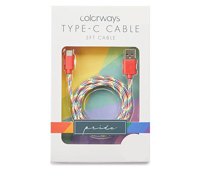 Colorways White Rainbow USB Type-C 5' Cable