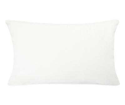 "Blessed" Gray & White Flocked Lumbar Throw Pillow