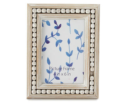 Whitewash Inlaid Bead Picture Frame (4" x 6")