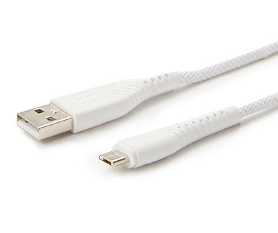 White Micro USB 10' Nylon Cable