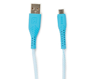 Bright Blue Micro USB 6' Nylon Cable