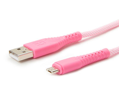 Bright Pink Micro USB 10' Nylon Cable