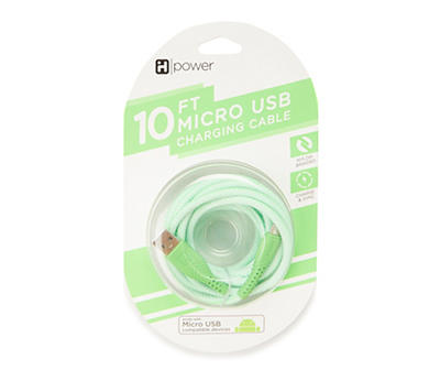 Bright Green Micro USB 10' Nylon Cable