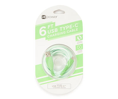 Bright Green USB Type-C 6' Nylon Cable
