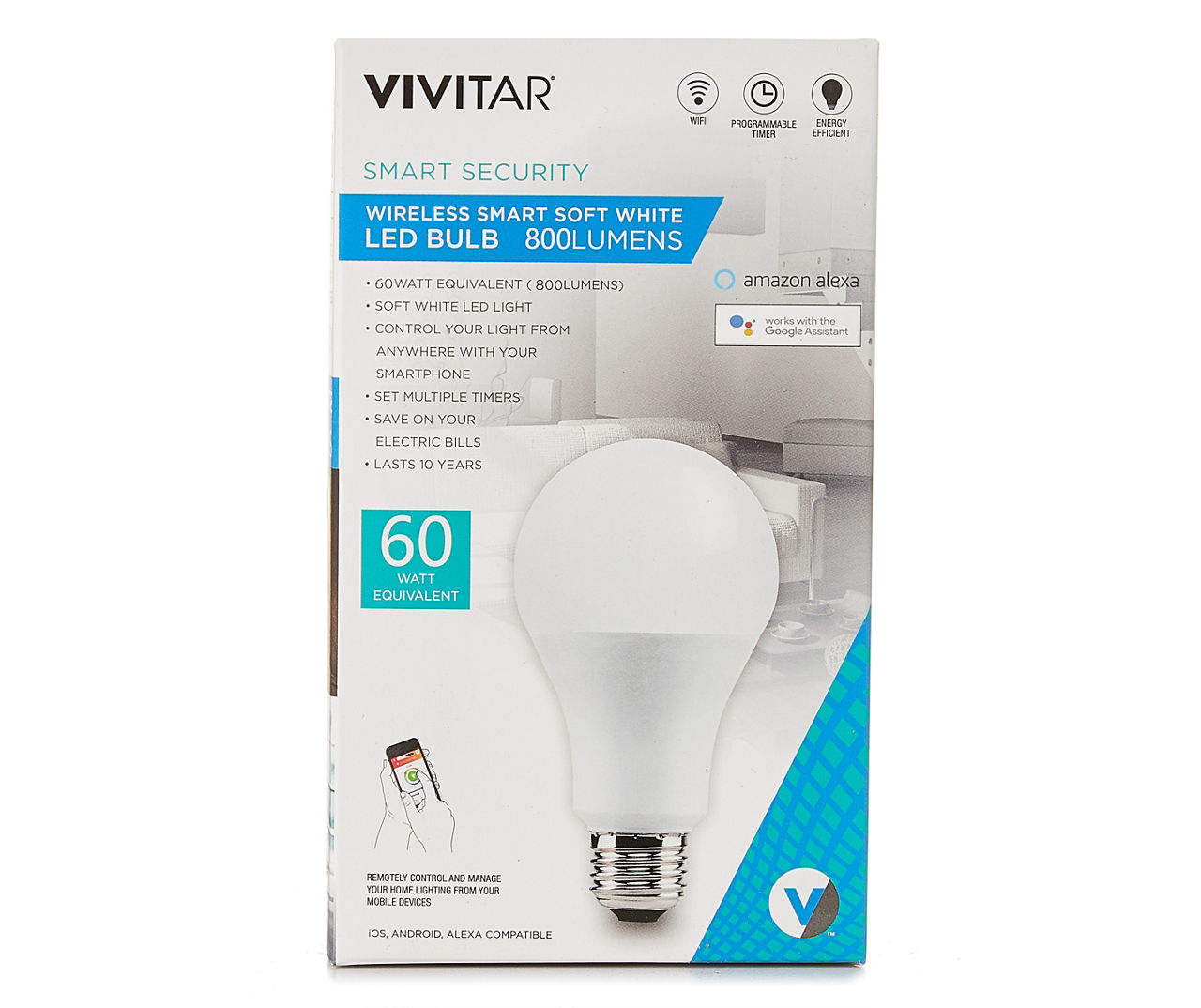 Vivitar Smart 60-Watt Equivalent Soft LED Wireless Light Bulb | Lots