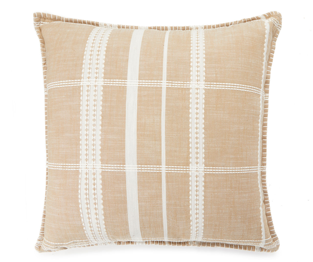 Broyhill White & Tan Woven Dot Stripe Throw Pillow