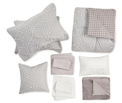 Gray Geo Full 14-Piece Reversible Comforter Set