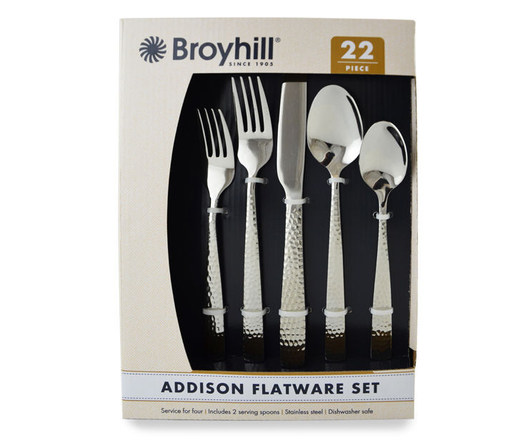 Broyhill Matte Black Hammered 20-Piece Flatware Set