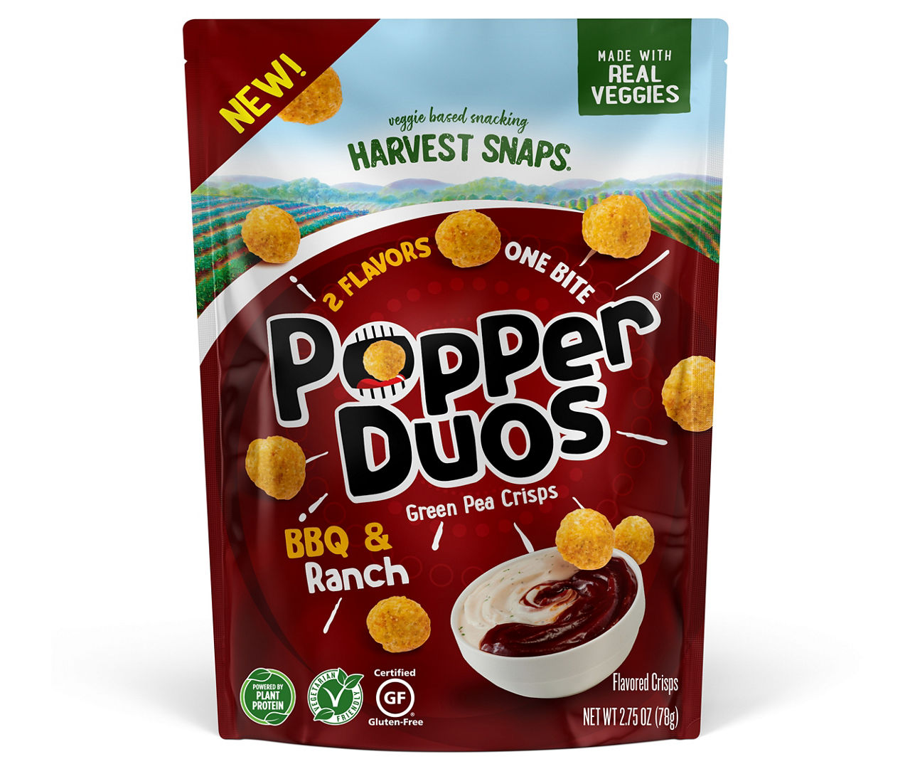 Harvest Snaps BBQ & Ranch Popper Duos Green Pea Crisps, 2.75 Oz. Big Lots