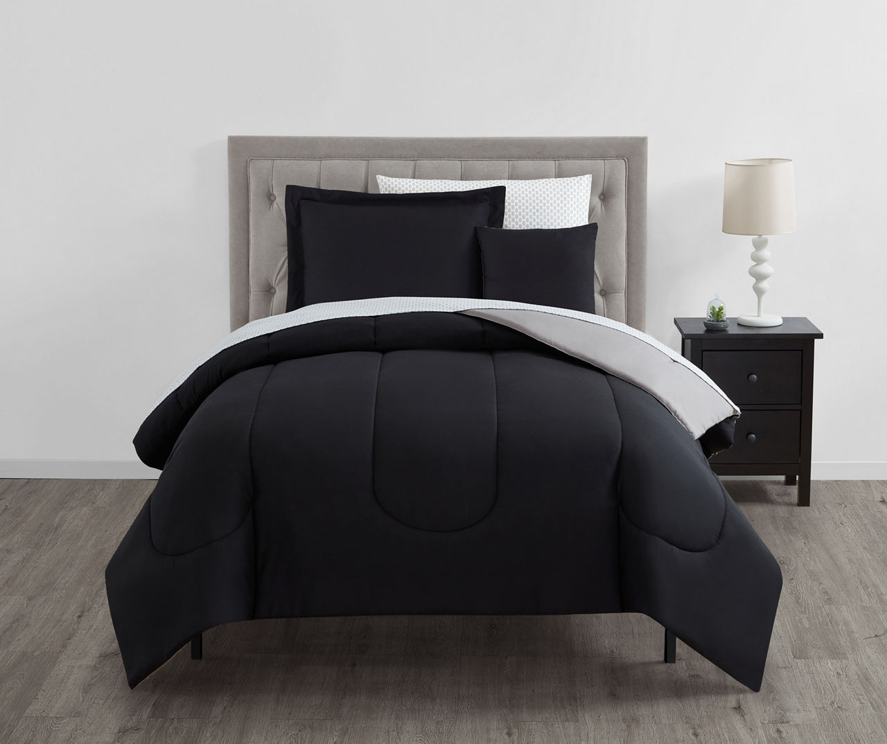 Gray and on sale black comforter