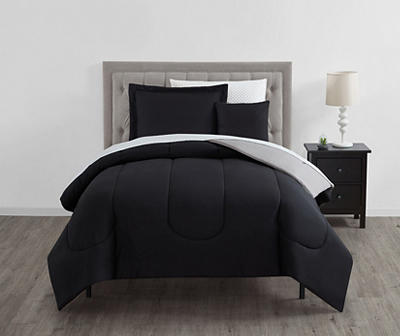 Real Living Gray & Black Reversible Comforter Set