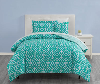 Turquoise Geometric Queen 8-Piece Comforter Set