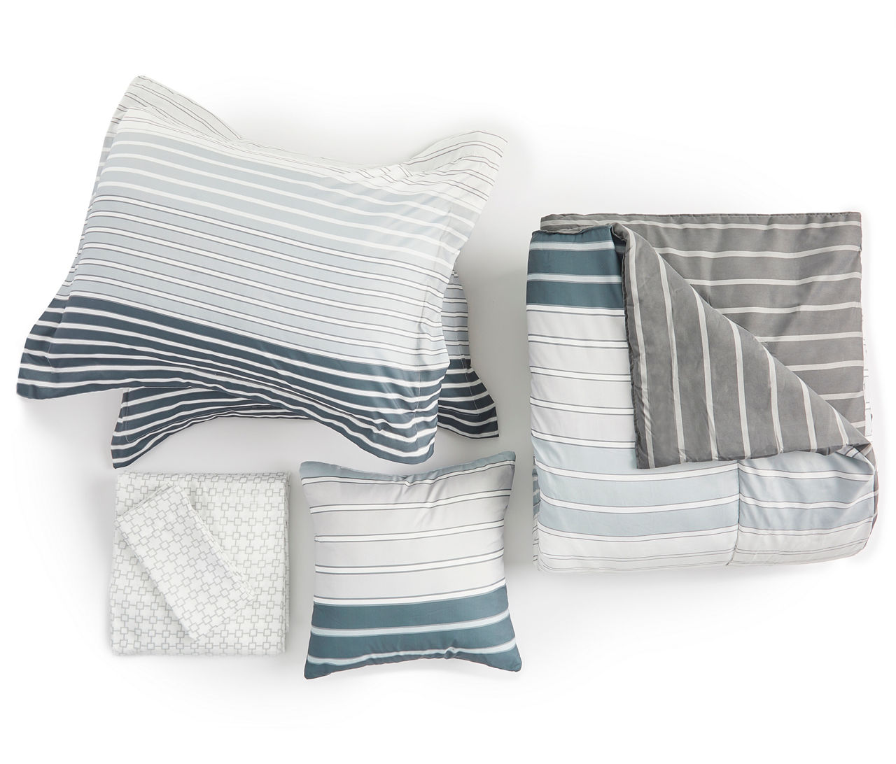 Gray Alister Stripe Queen 8-Piece Comforter Set