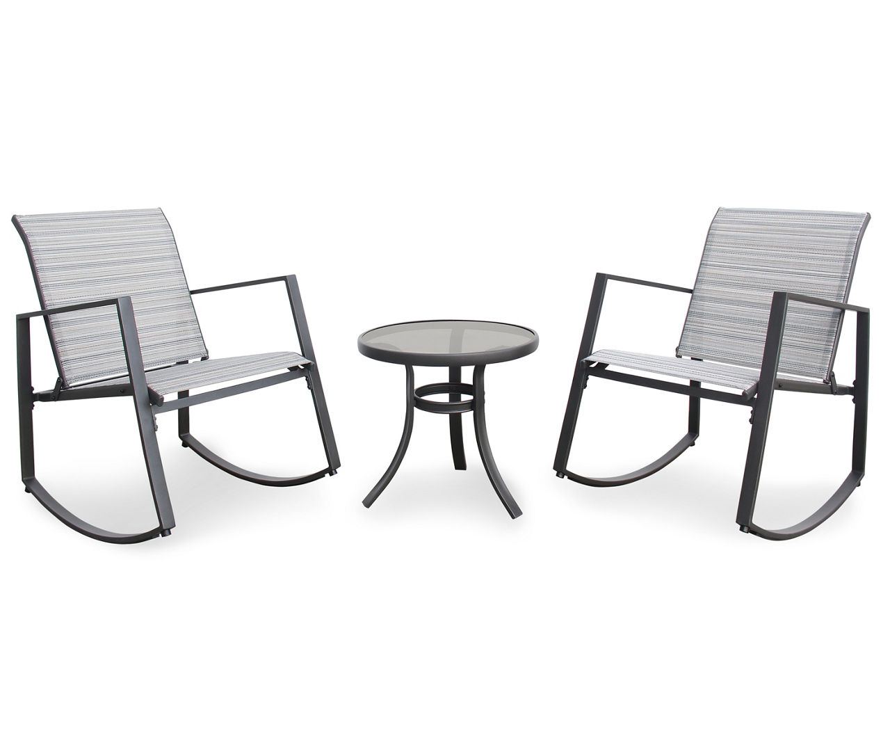 Aurora Gray Sling Patio Rocker Chair & Side Table Set Big Lots