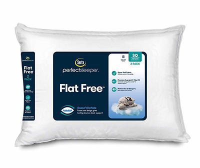 Flat Free Standard/Queen Bed Pillow, 2-Pack