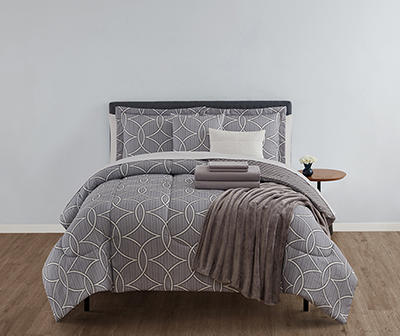 Gray Geo California King 14-Piece Reversible Comforter Set