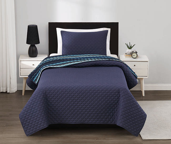 Real Living Navy Stripe Twin/Twin XL 2-Piece Quilt Set | Big Lots