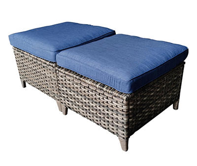 Oakmont Navy Replacement Patio Ottoman Cushions, 2-Pack